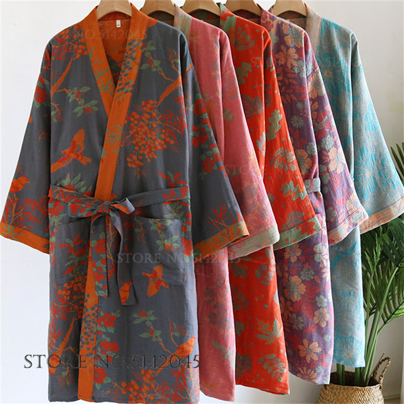 Kimono Yukata Cotton - 여성 일본 레트로 기모노 목욕 가운