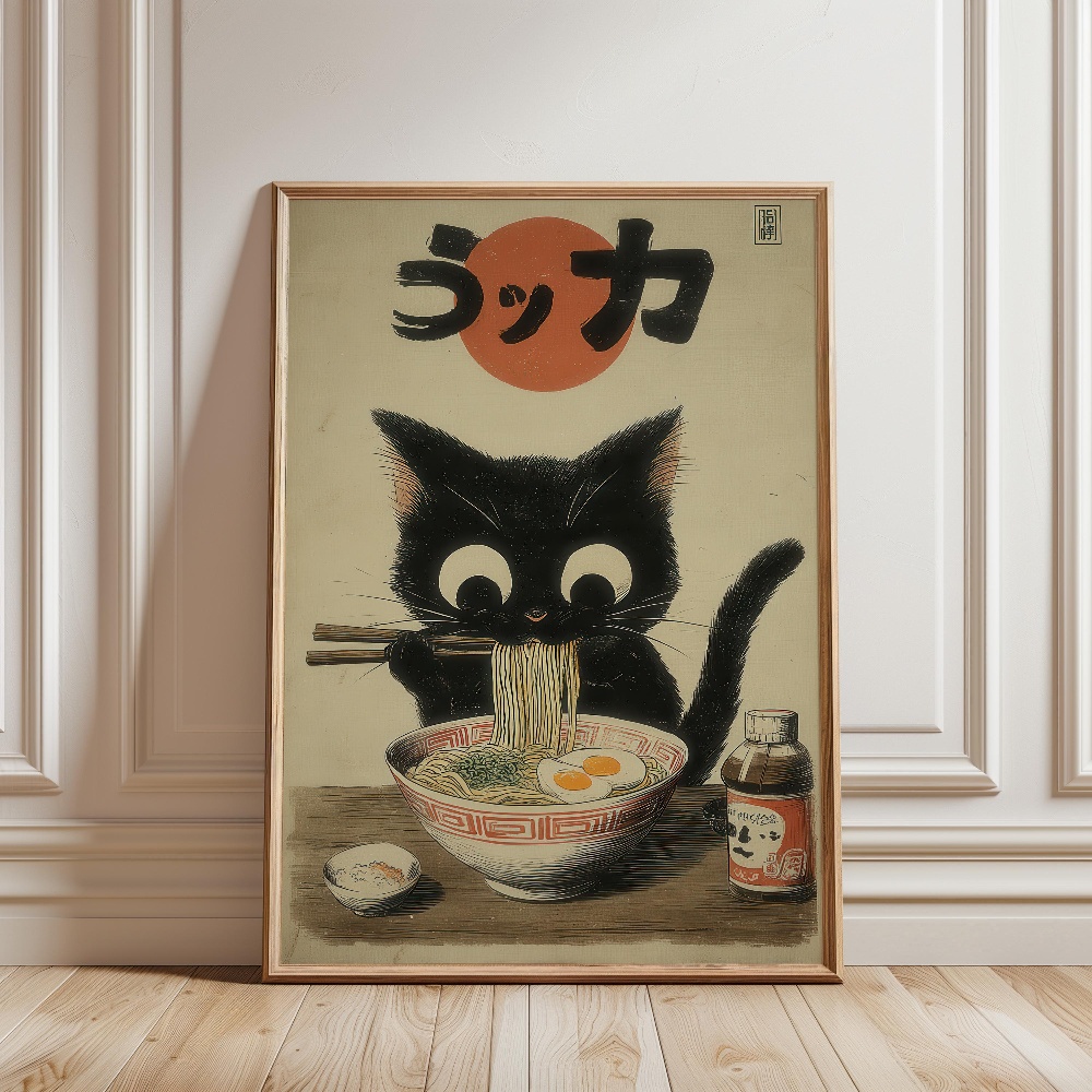 검은 고양이가 라면을 먹고 있는 비오는 정원 일본풍경  - Japanese Lifestyle Home 리뷰 및 가격