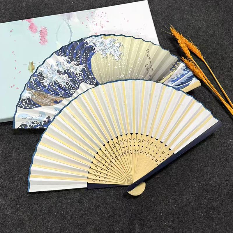 우키요에 웨이브 대나무 접이식 부채 휴대용 센수 빈티지 - Fan Sensu Folding 리뷰 및 가격