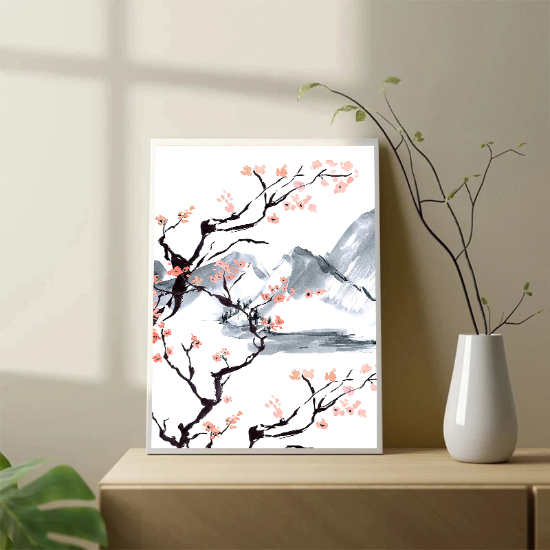 일본식 벚꽃 나무 캔버스 유화 포스터 인쇄 현대 간단한 - Japanese Lifestyle Home 리뷰 및 가격