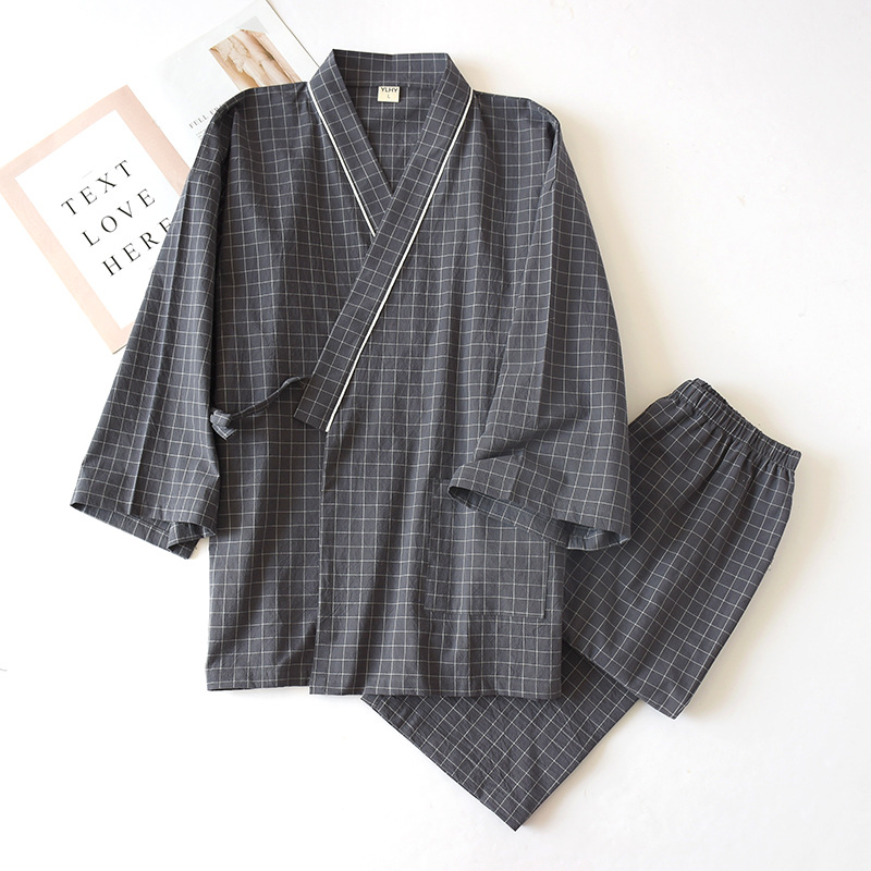 일본식 기모노, 면 거즈, 봄, 가을 남성용 체크무늬  - Kimono Yukata Cotton 리뷰 및 가격